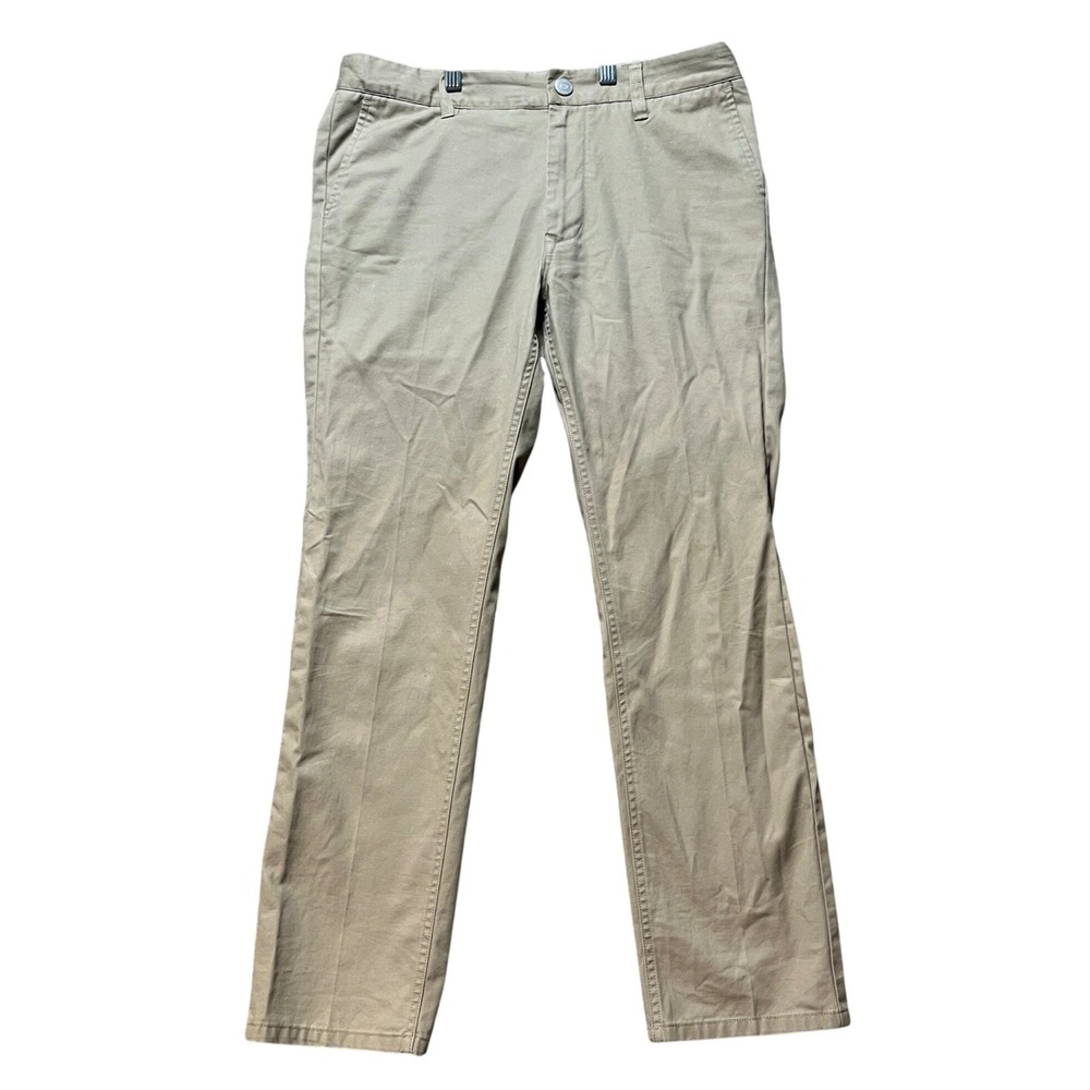Bonobos Chino Pants Mens 33x28 Khaki Tan Flat Front Twill Tailored Fit Classic